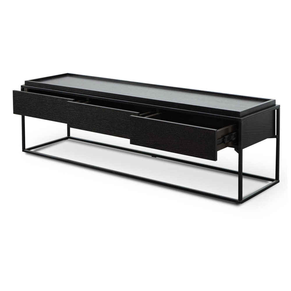Silva 150cm Wooden TV Entertainment Unit - Full Black - Image 7