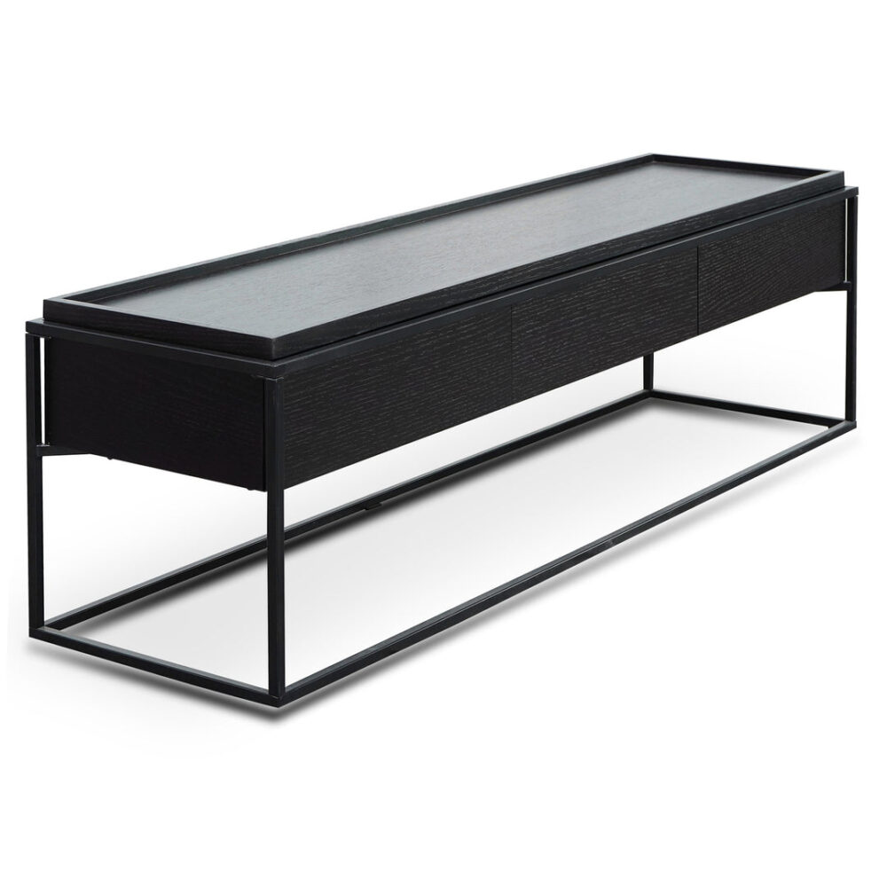 Silva 150cm Wooden TV Entertainment Unit - Full Black - Image 4