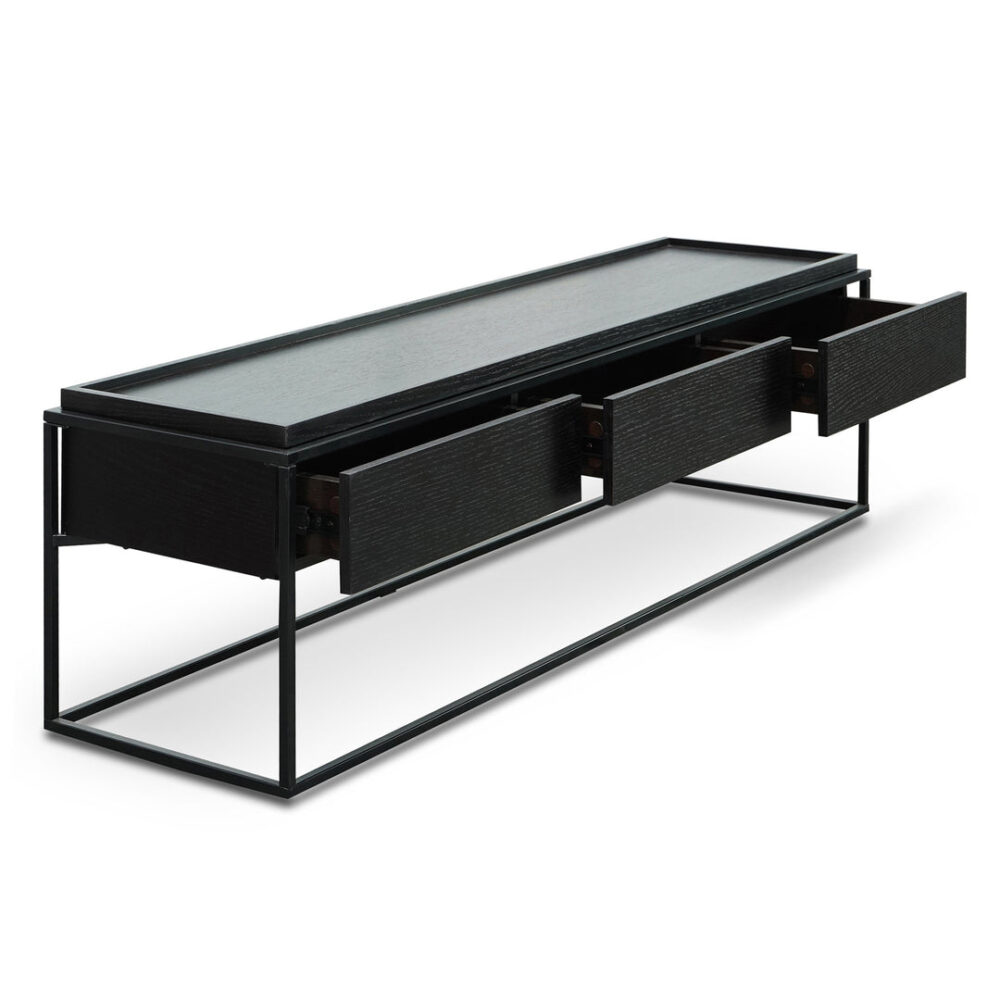 Silva 150cm Wooden TV Entertainment Unit - Full Black - Image 6