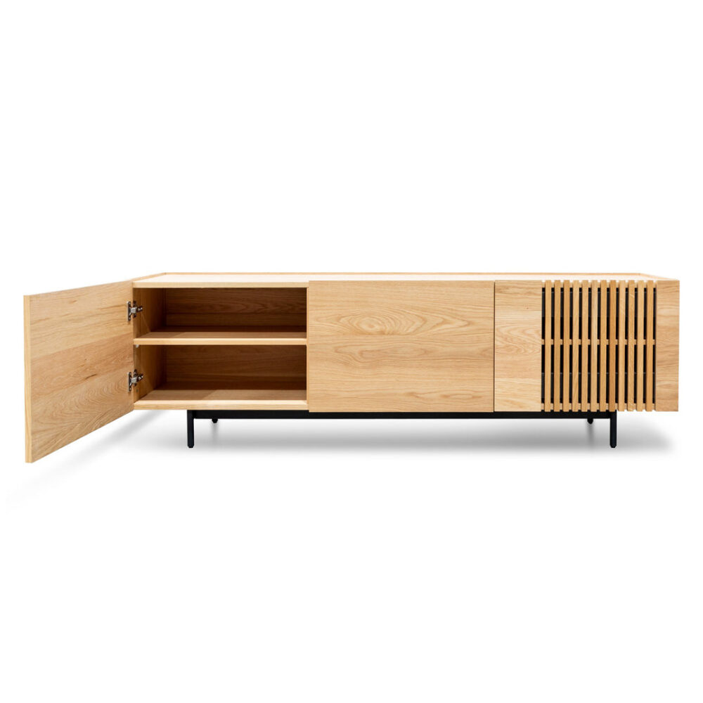Onito 180cm TV Entertainment Unit - Natural with Black Legs - Image 4