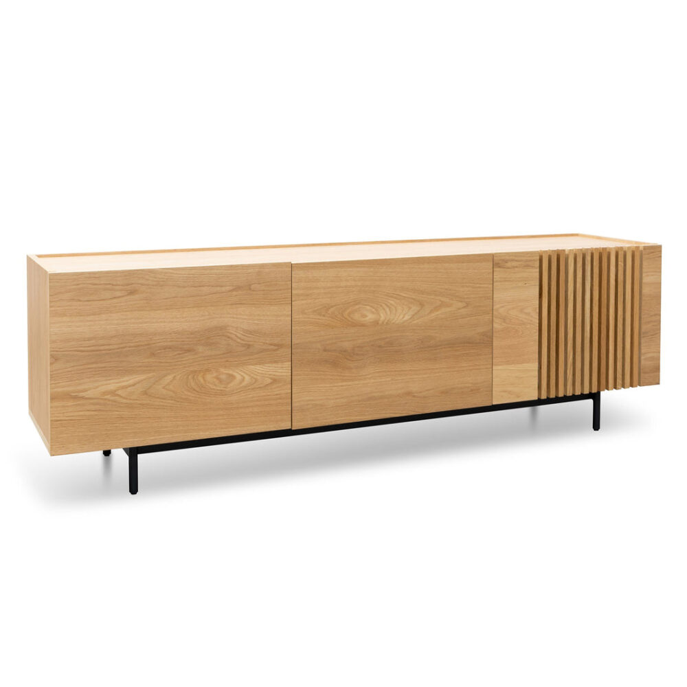 Onito 180cm TV Entertainment Unit - Natural with Black Legs - Image 3