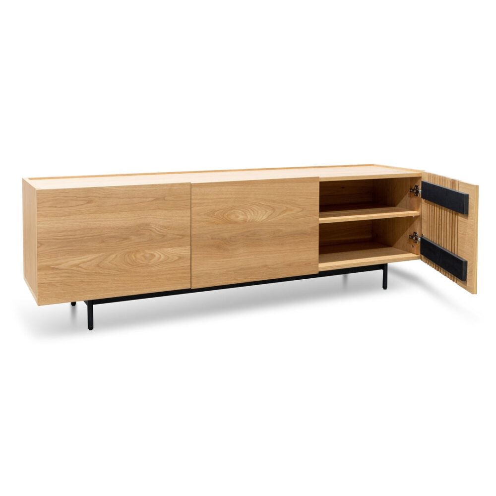 Onito 180cm TV Entertainment Unit - Natural with Black Legs - Image 6