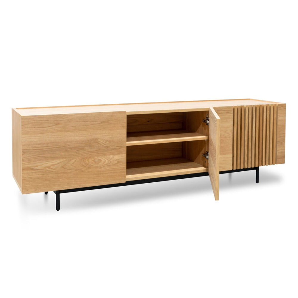 Onito 180cm TV Entertainment Unit - Natural with Black Legs - Image 5