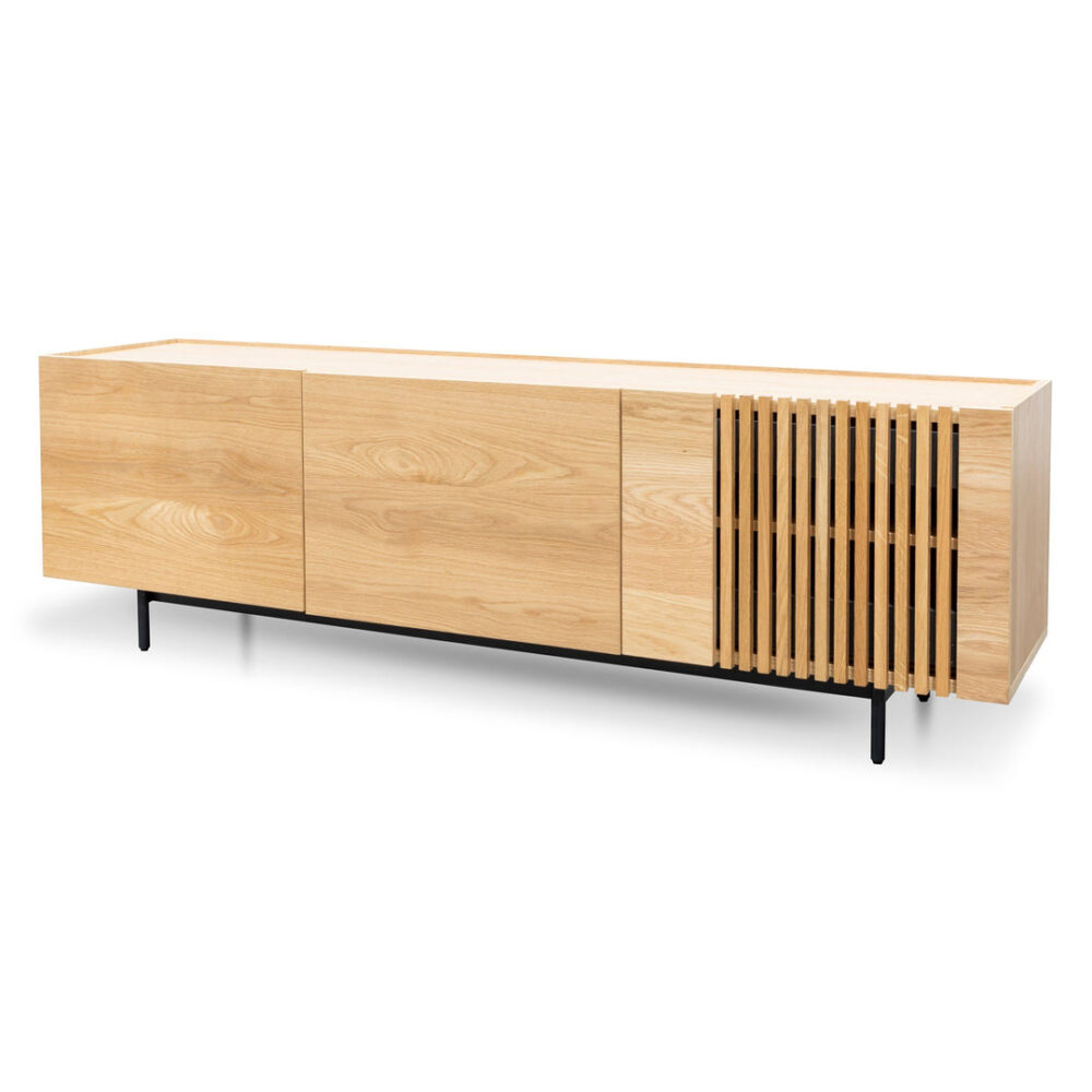 Onito 180cm TV Entertainment Unit - Natural with Black Legs