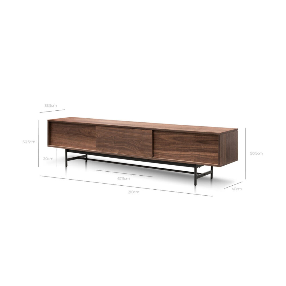 Christie 2.1m Walnut Wooden TV Entertainment Unit - Black legs - Image 12