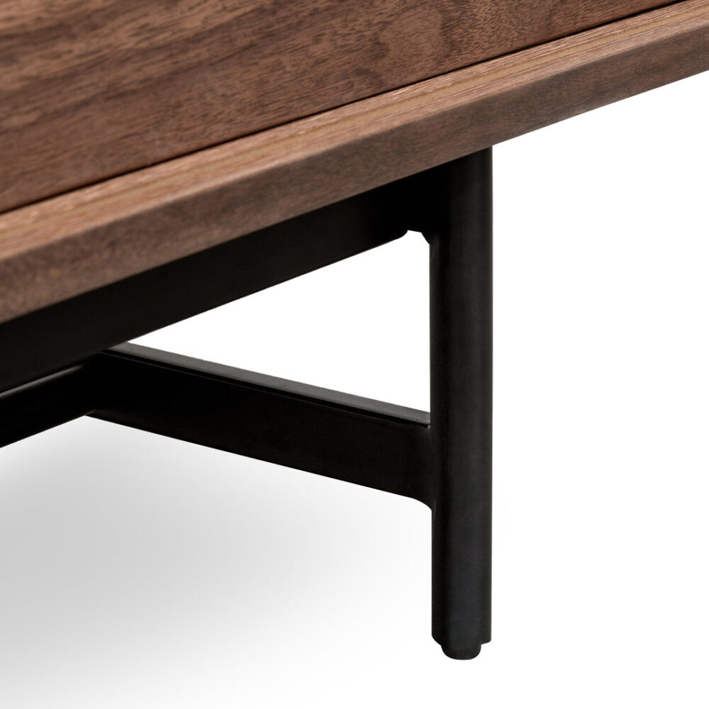 Christie 2.1m Walnut Wooden TV Entertainment Unit - Black legs - Image 11