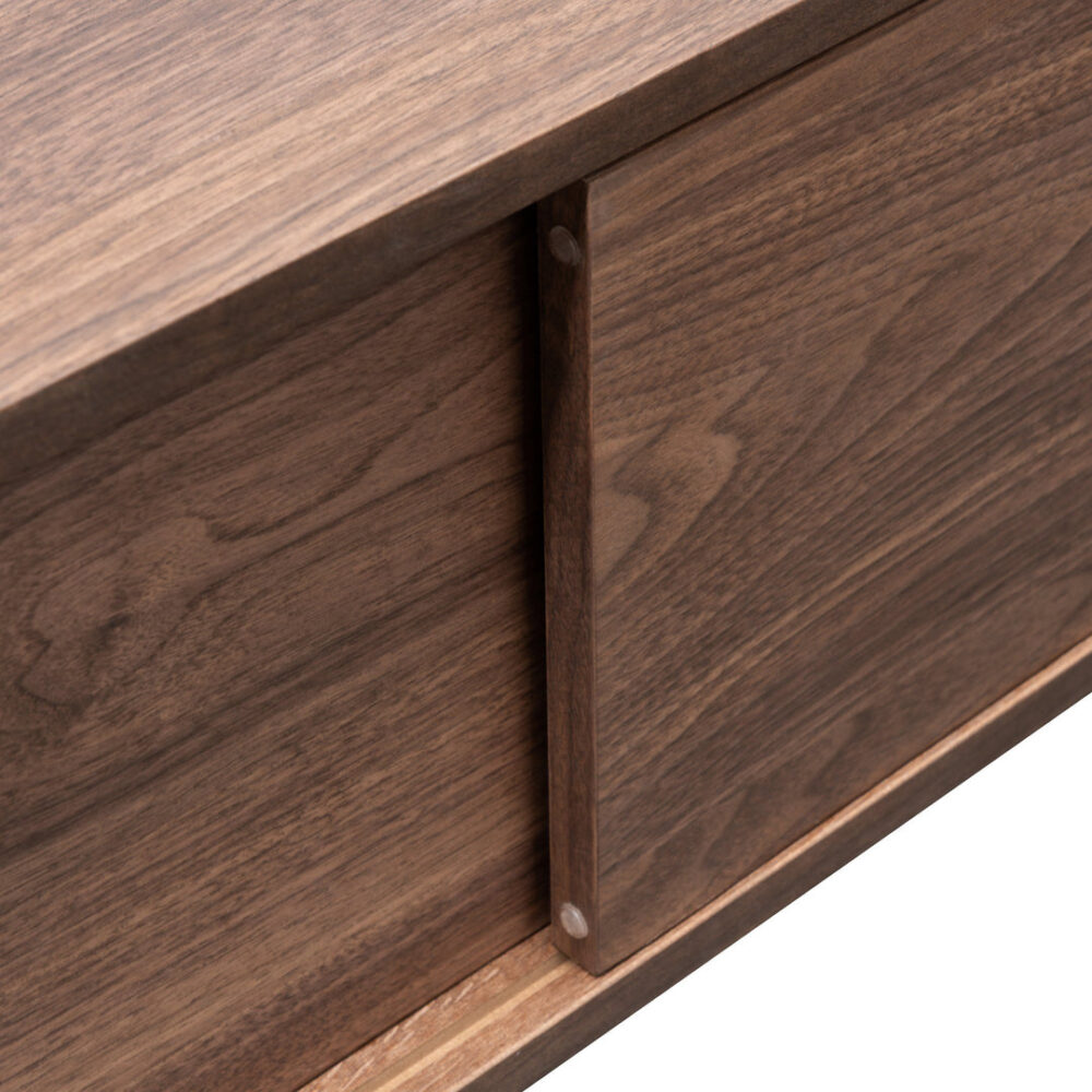 Christie 2.1m Walnut Wooden TV Entertainment Unit - Black legs - Image 7