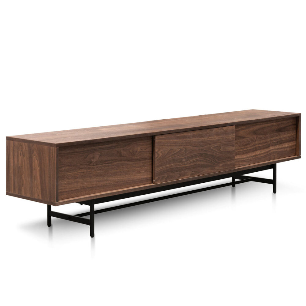 Christie 2.1m Walnut Wooden TV Entertainment Unit - Black legs - Image 3