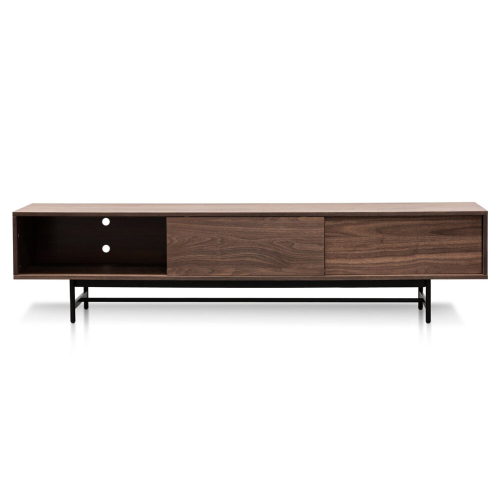 Christie 2.1m Walnut Wooden TV Entertainment Unit - Black legs - Image 4