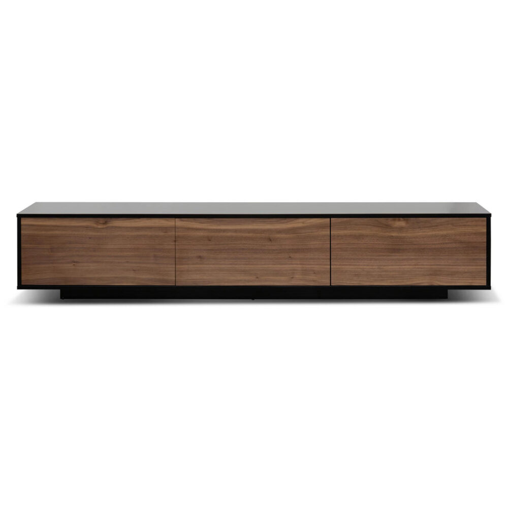 Letty 2.3m Wooden Entertainment Unit - Black with Walnut Drawers - Image 2