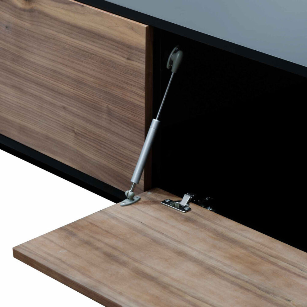 Letty 2.3m Wooden Entertainment Unit - Black with Walnut Drawers - Image 5