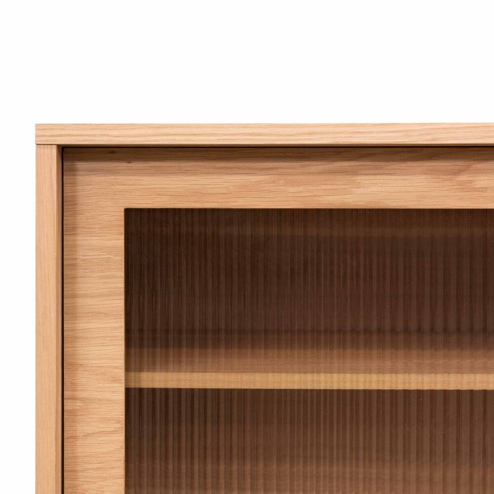 Sergio 2.1m Wooden Entertainment TV Unit - Natural with Flute Glass Door - Image 6