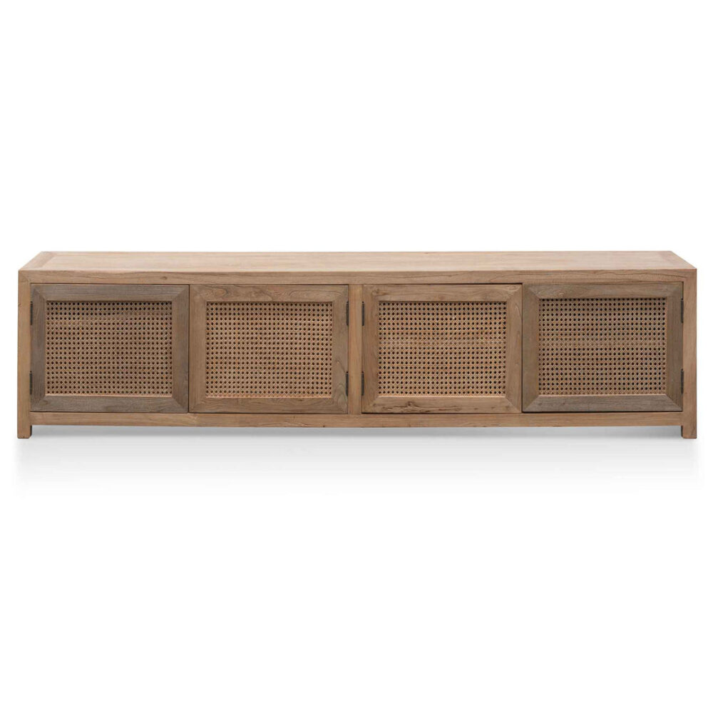 Tapia 2m TV Entertainment Unit - Natural with Rattan Doors - Image 2