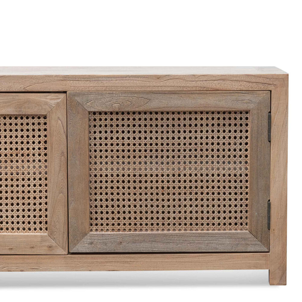 Tapia 2m TV Entertainment Unit - Natural with Rattan Doors - Image 8