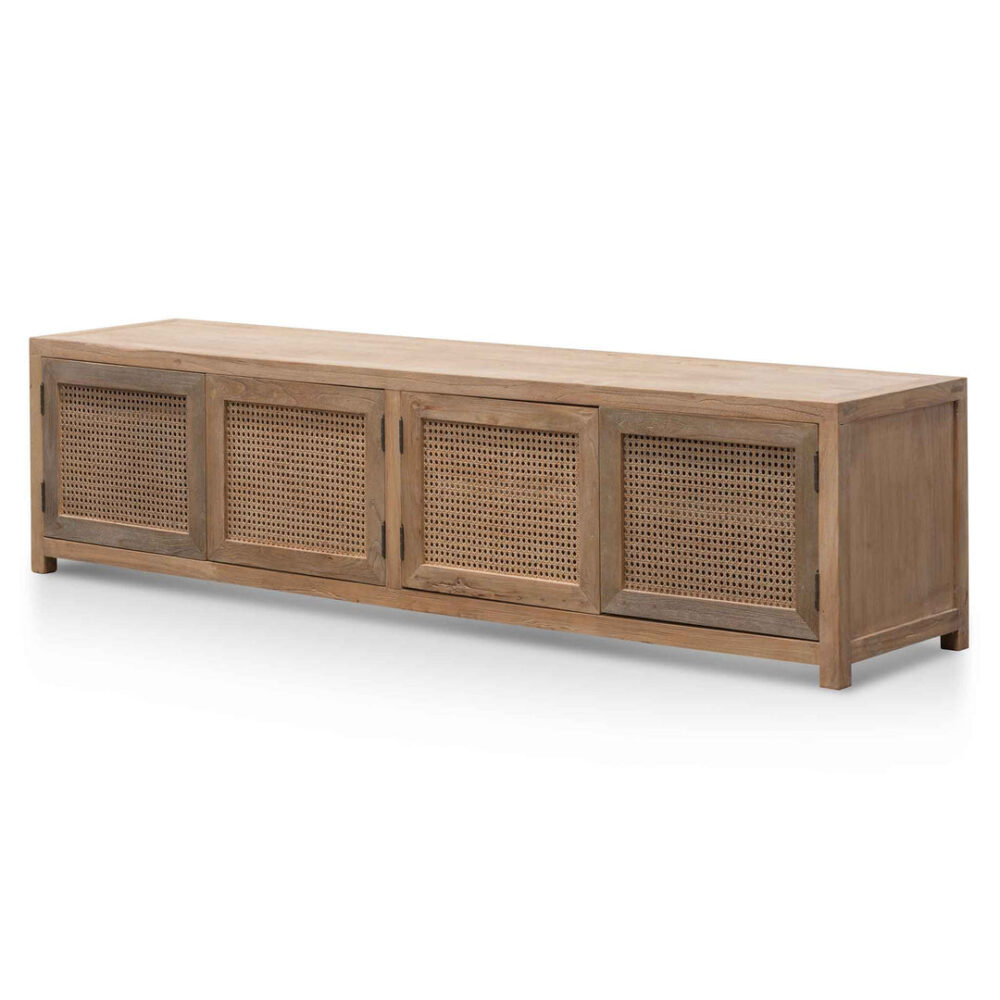 Tapia 2m TV Entertainment Unit - Natural with Rattan Doors - Image 4