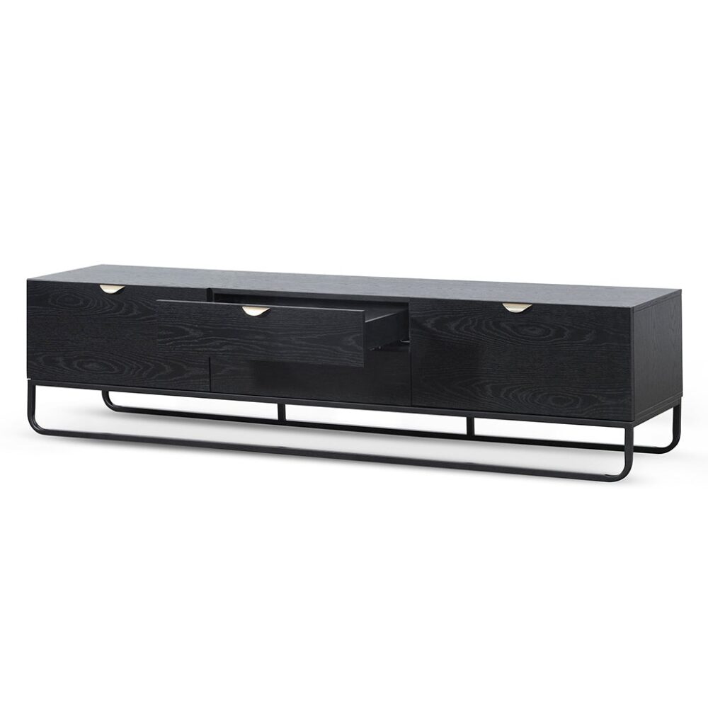 Boyle 2m Wooden TV Entertainment Unit - Black - Image 4
