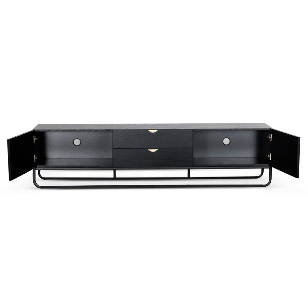 Boyle 2m Wooden TV Entertainment Unit - Black - Image 5