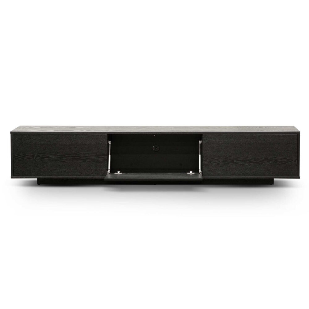 Letty 2.3m Wooden Entertainment Unit - Full Black - Image 4
