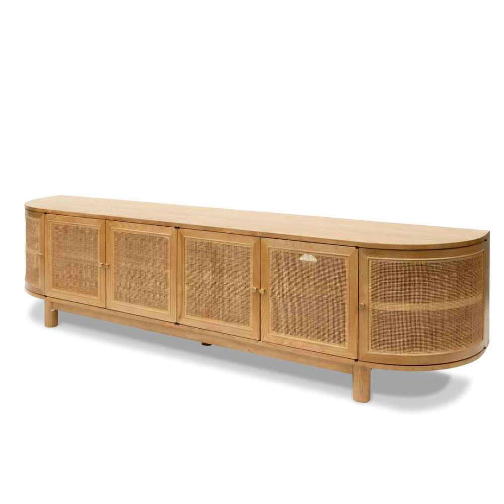 Ibarra 2.2cm Rattan Doors TV Entertainment unit - Natural Oak