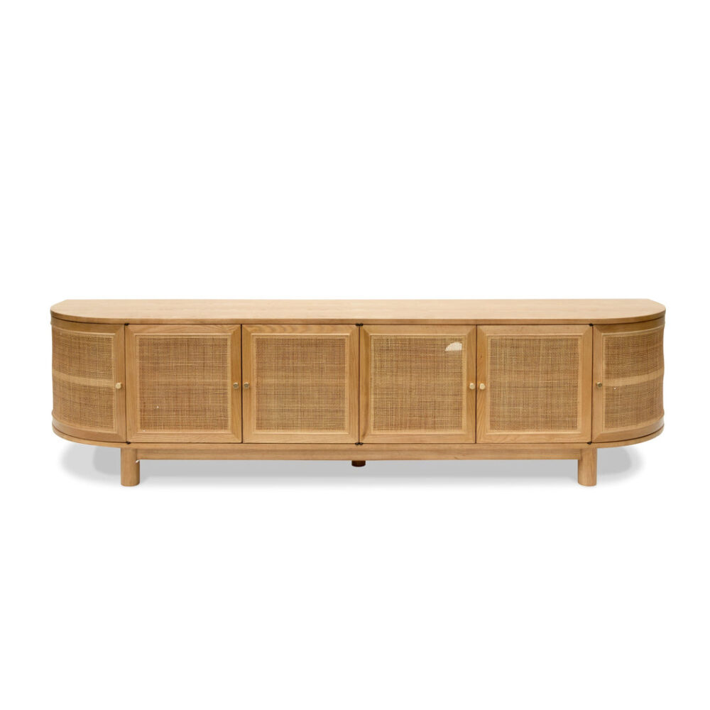 Ibarra 2.2cm Rattan Doors TV Entertainment unit - Natural Oak - Image 2