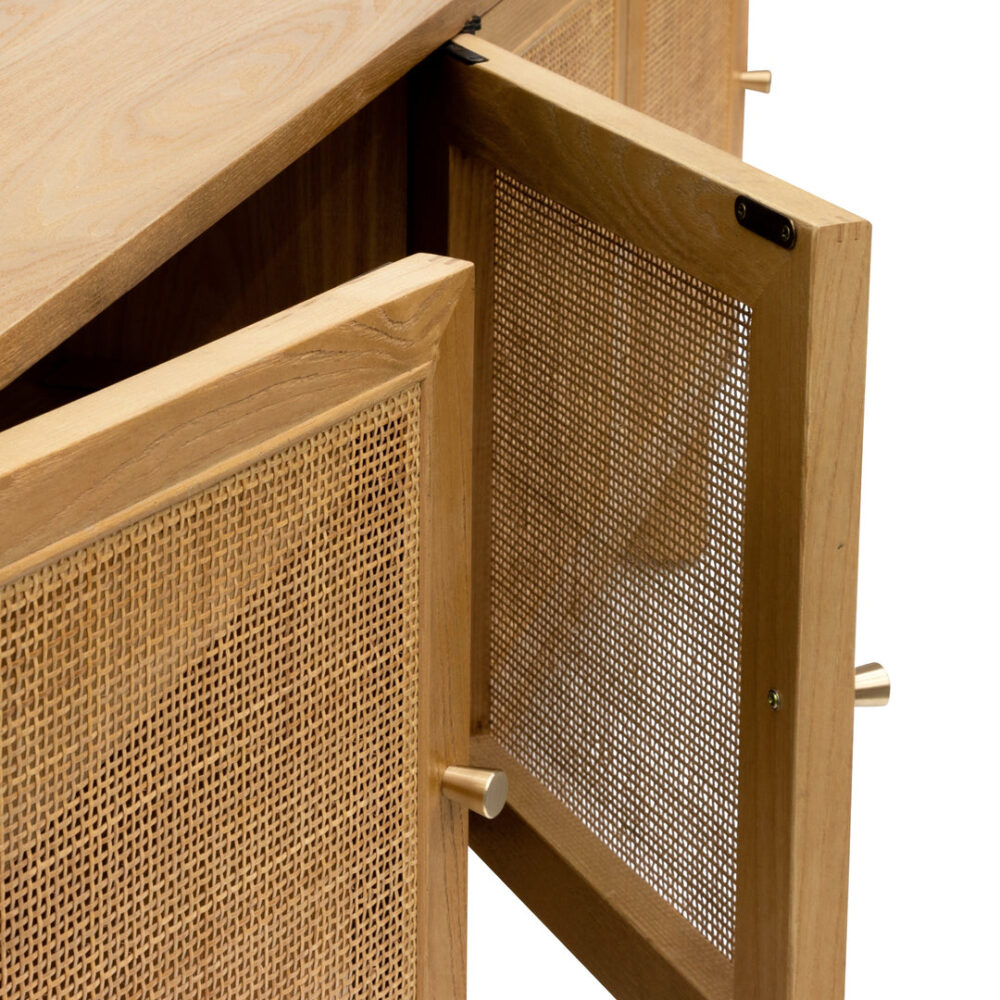Ibarra 2.2cm Rattan Doors TV Entertainment unit - Natural Oak - Image 5