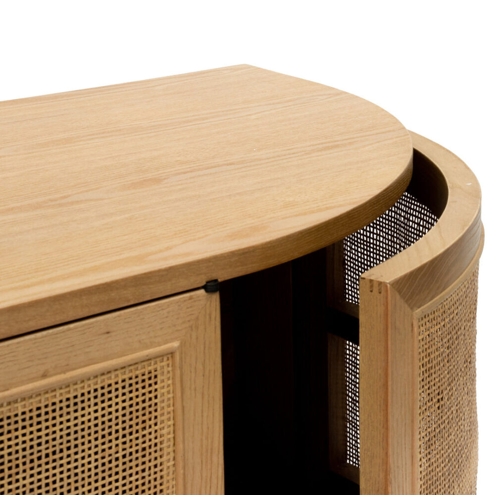 Ibarra 2.2cm Rattan Doors TV Entertainment unit - Natural Oak - Image 6