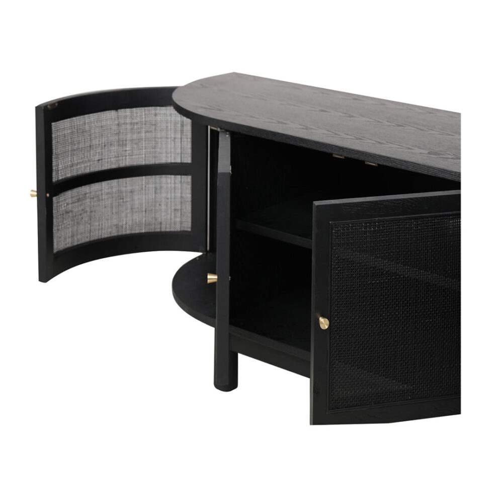 Ibarra 2.2cm Rattan Doors TV Entertainment unit - Full Black - Image 4