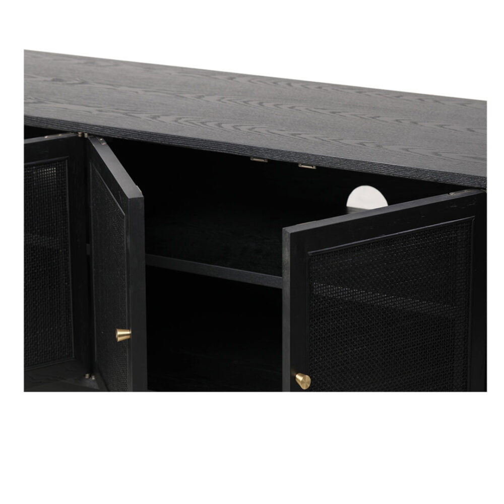 Ibarra 2.2cm Rattan Doors TV Entertainment unit - Full Black - Image 5