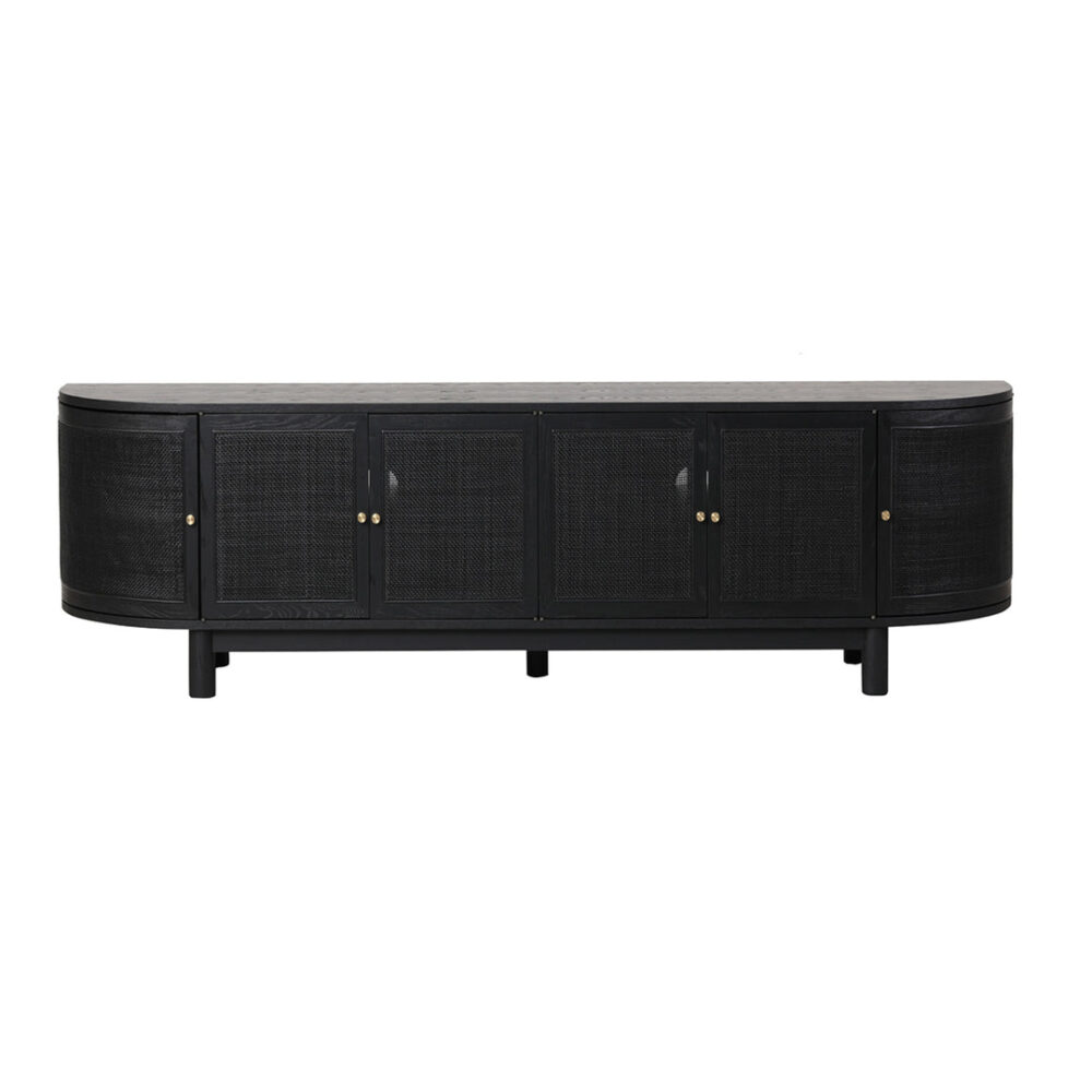 Ibarra 2.2cm Rattan Doors TV Entertainment unit - Full Black - Image 2