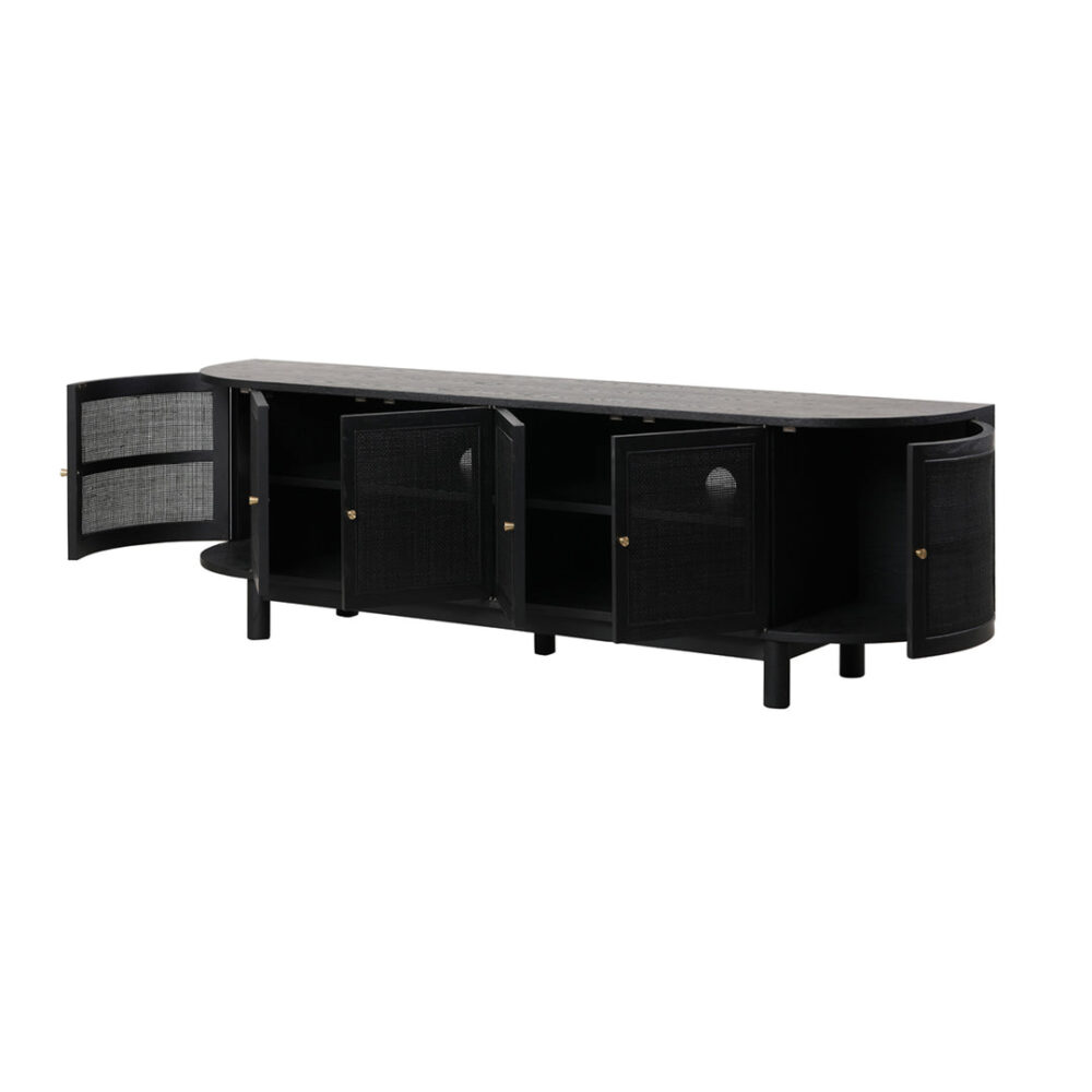 Ibarra 2.2cm Rattan Doors TV Entertainment unit - Full Black - Image 3