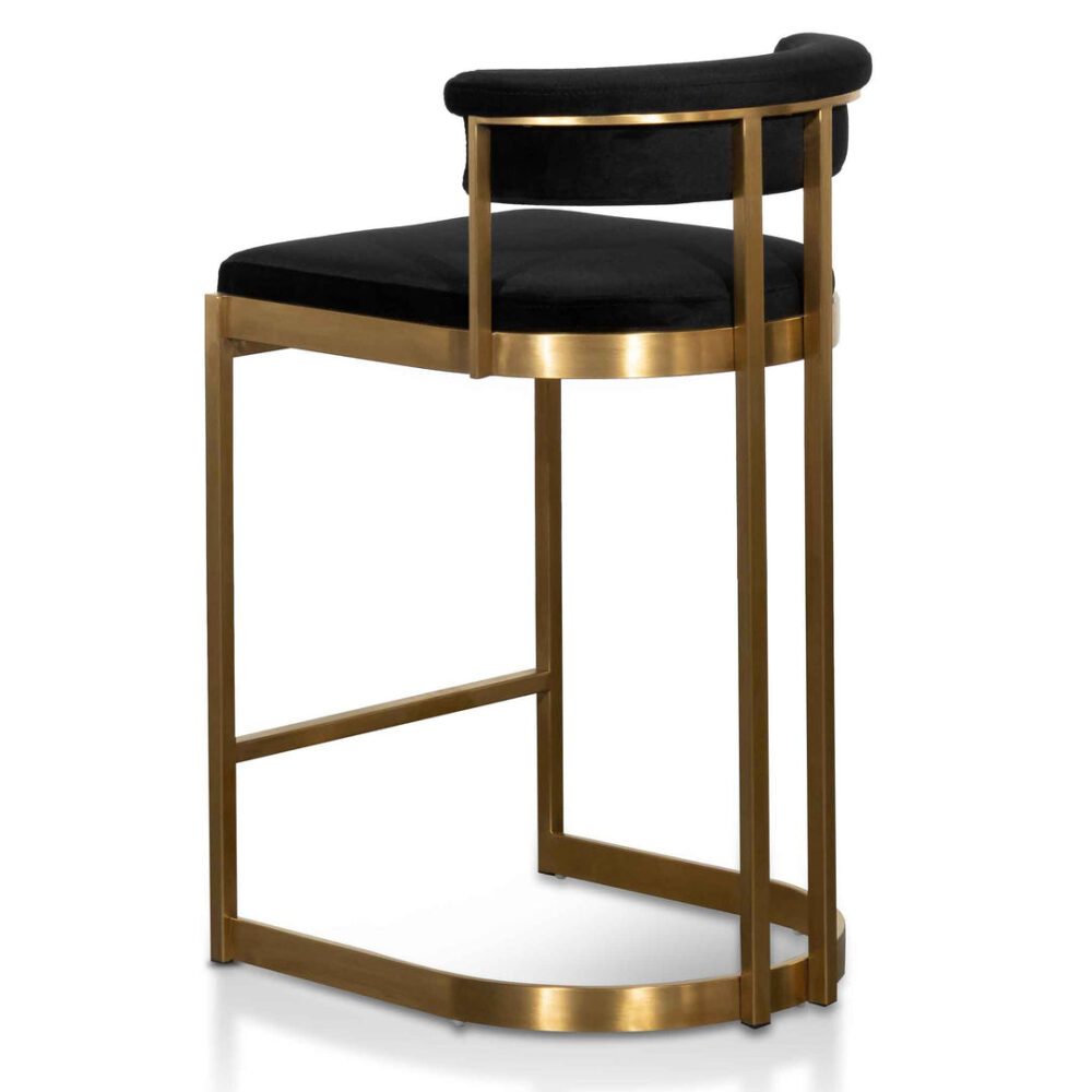Adela Black Velvet Bar Stool - Golden Base - Image 4