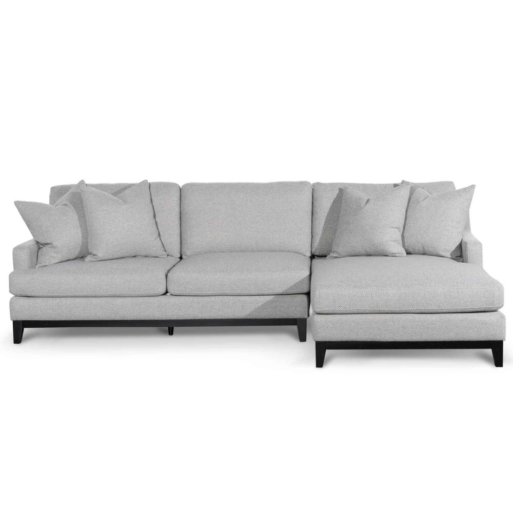 Alana 3 Seater Right Chaise Fabric Sofa - Grey - Image 2