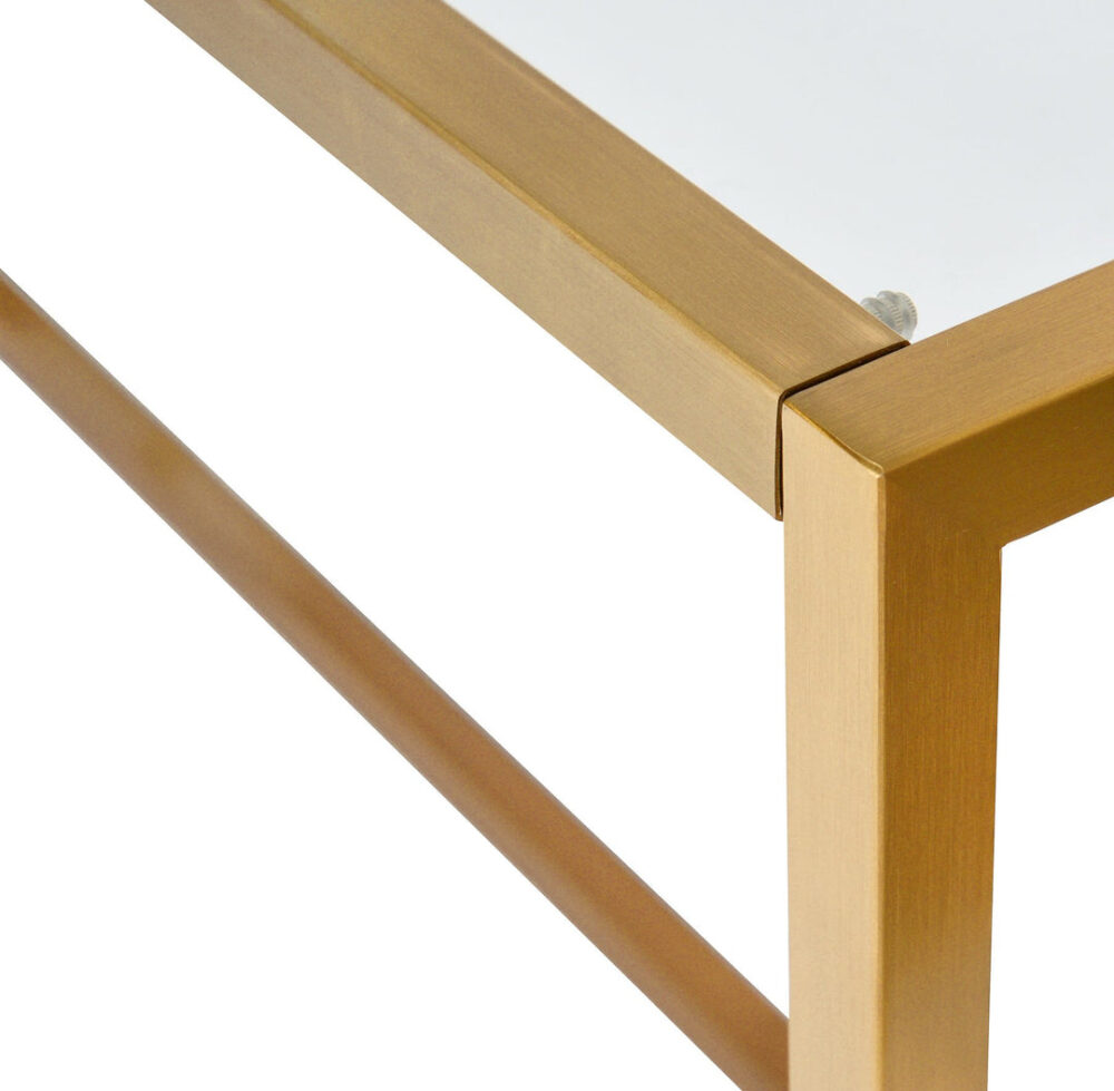 Alison Glass Console Table - Tempered Glass - Brushed Gold Base - Image 3