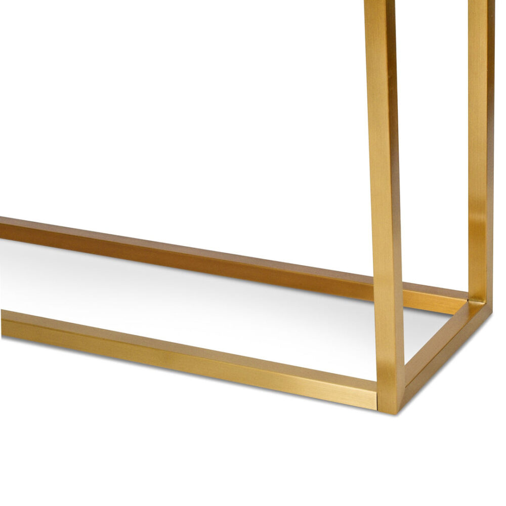 Alison Glass Console Table - Tempered Glass - Brushed Gold Base - Image 5