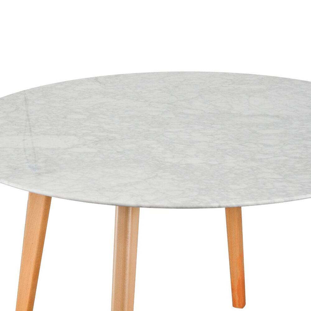 Aron 120cm Round Marble Dining Table - Natural Base - Image 4