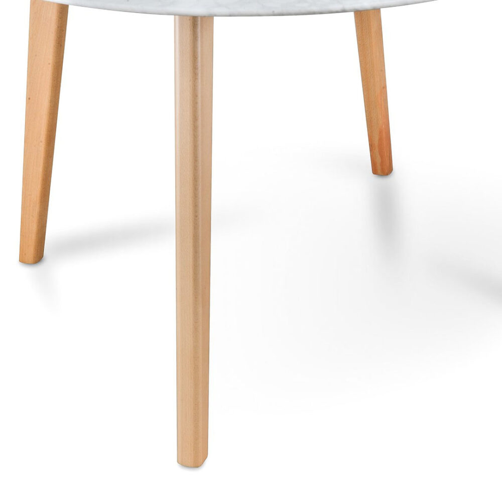 Aron 120cm Round Marble Dining Table - Natural Base - Image 2