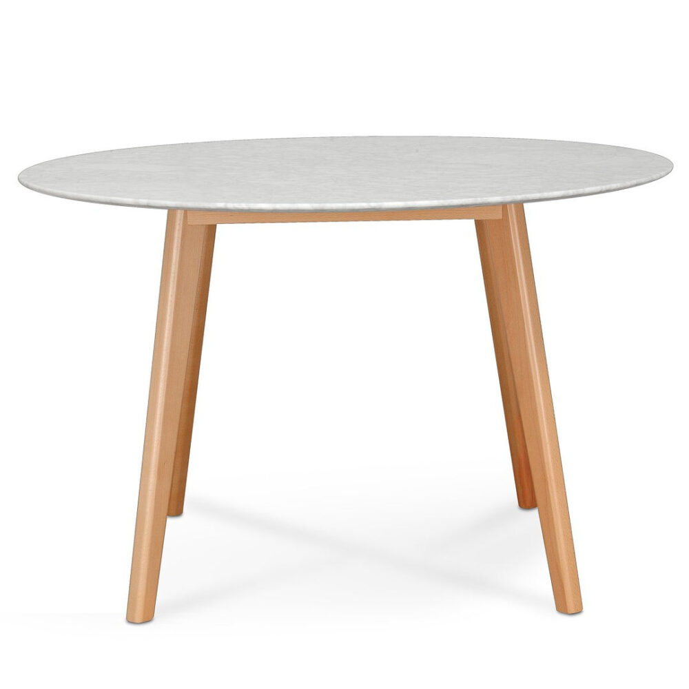 Aron 120cm Round Marble Dining Table - Natural Base - Image 5