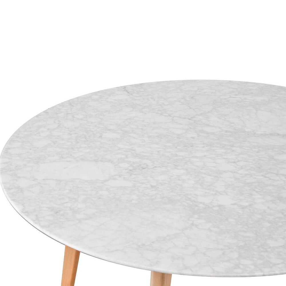 Aron 120cm Round Marble Dining Table - Natural Base - Image 3
