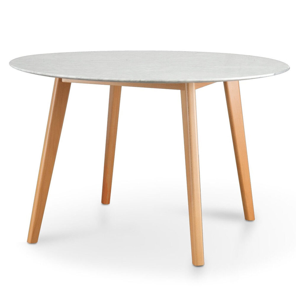 Aron 120cm Round Marble Dining Table - Natural Base