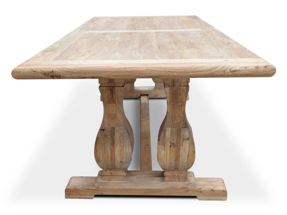 Artica Elm Wood 3m Dining Table - Rustic Natural - Image 4