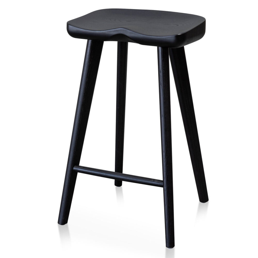 Set of 2 - Bethan 65cm Wooden Bar stool - Black - Image 2