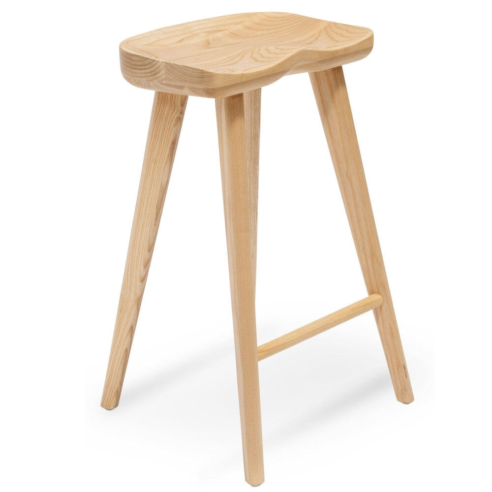 Set of 2 - Bethan 65cm Wooden Bar Stool - Natural - Image 4
