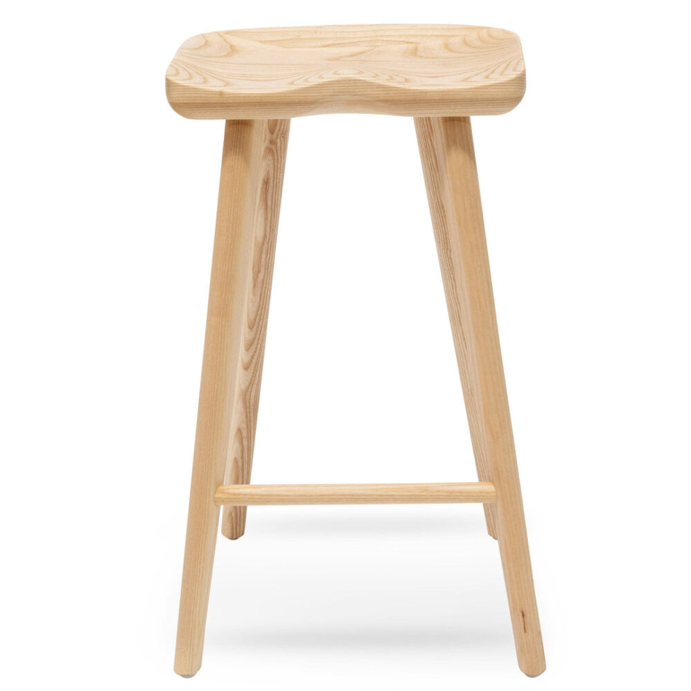 Set of 2 - Bethan 65cm Wooden Bar Stool - Natural - Image 3