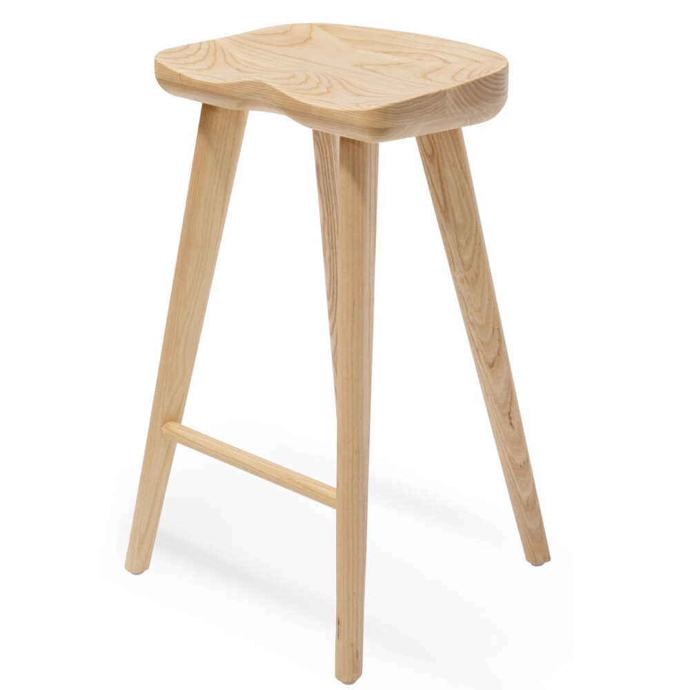 Set of 2 - Bethan 65cm Wooden Bar Stool - Natural - Image 2
