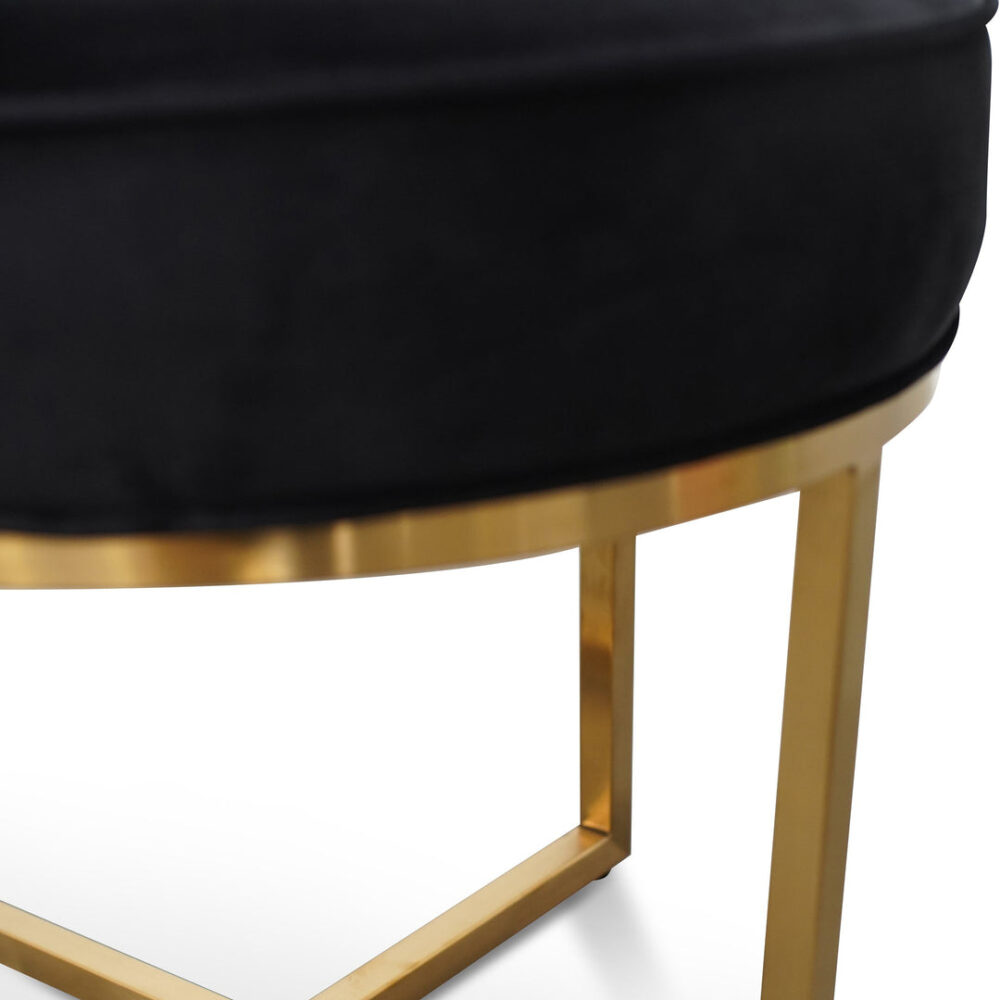 Bianka Black Velvet Ottoman - Brushed Gold Base - Image 3