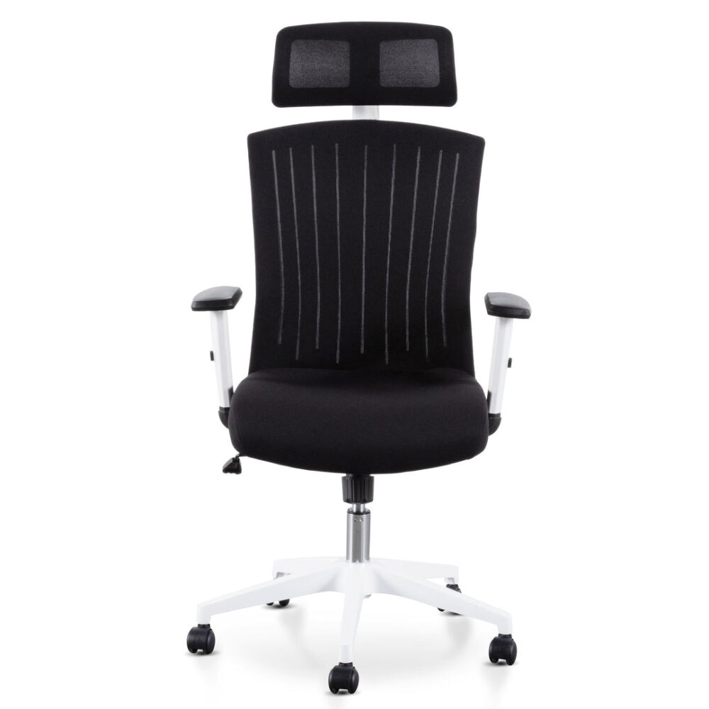 Caleb Mesh Office Chair - Black and White - Image 3