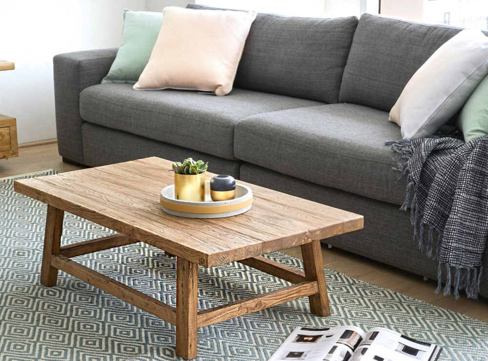 Canova 1.1m Reclaimed Wood Rectangular Coffee Table - Image 2