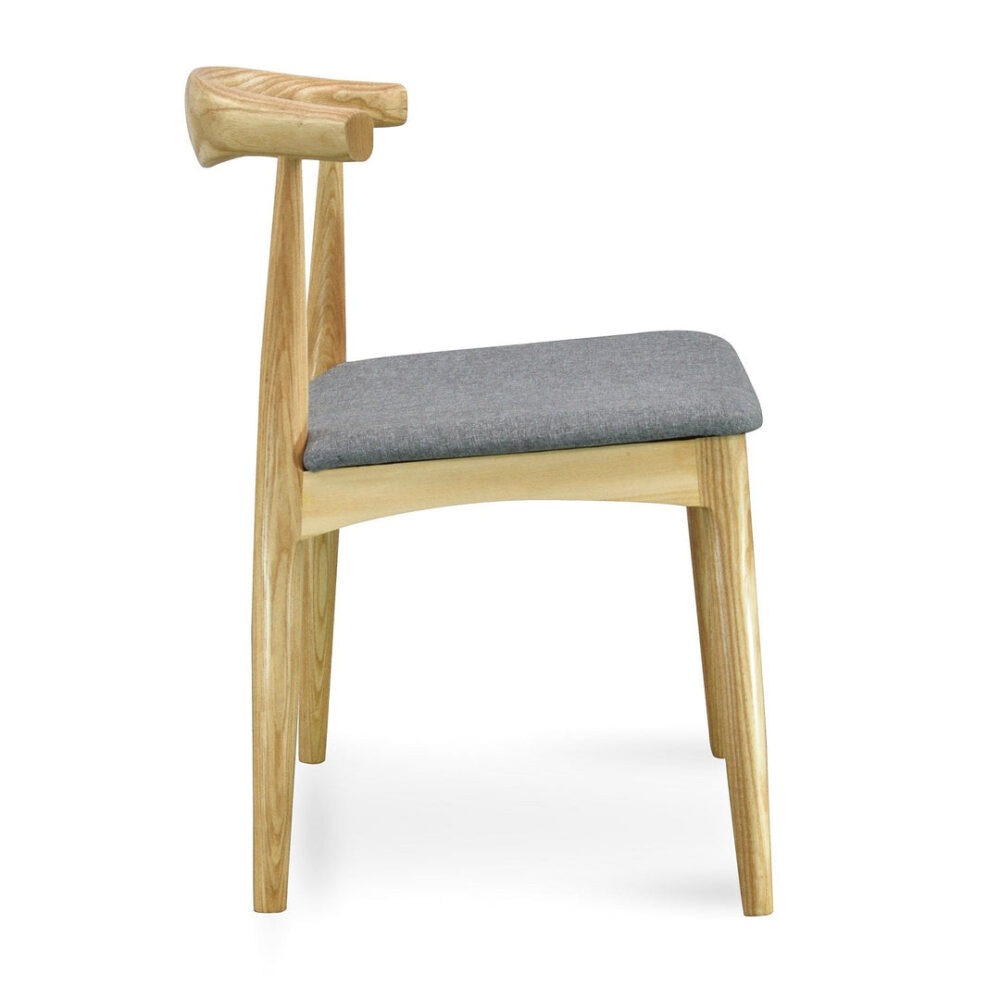 Set of 2 - Henrik Fabric Dining Chair - Natural with Light Grey Seat - Image 6