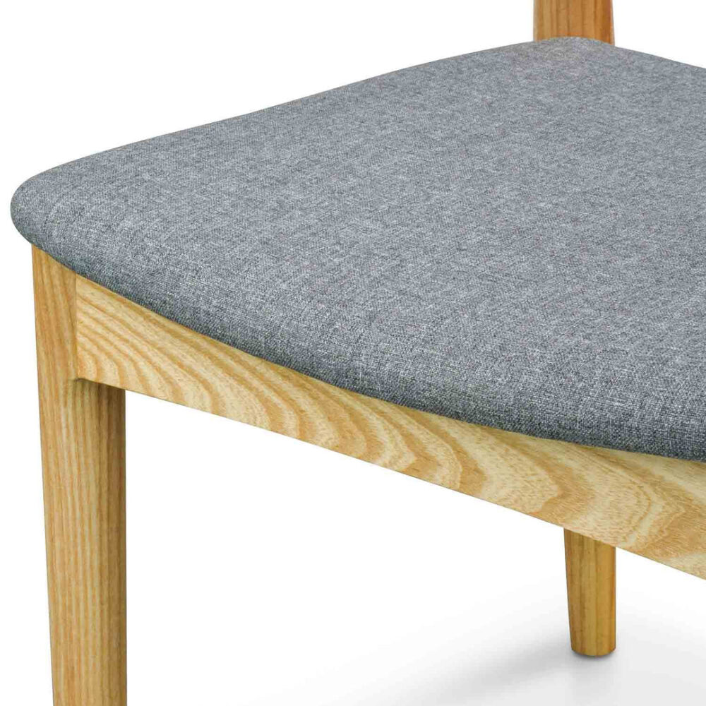 Set of 2 - Henrik Fabric Dining Chair - Natural with Light Grey Seat - Image 9