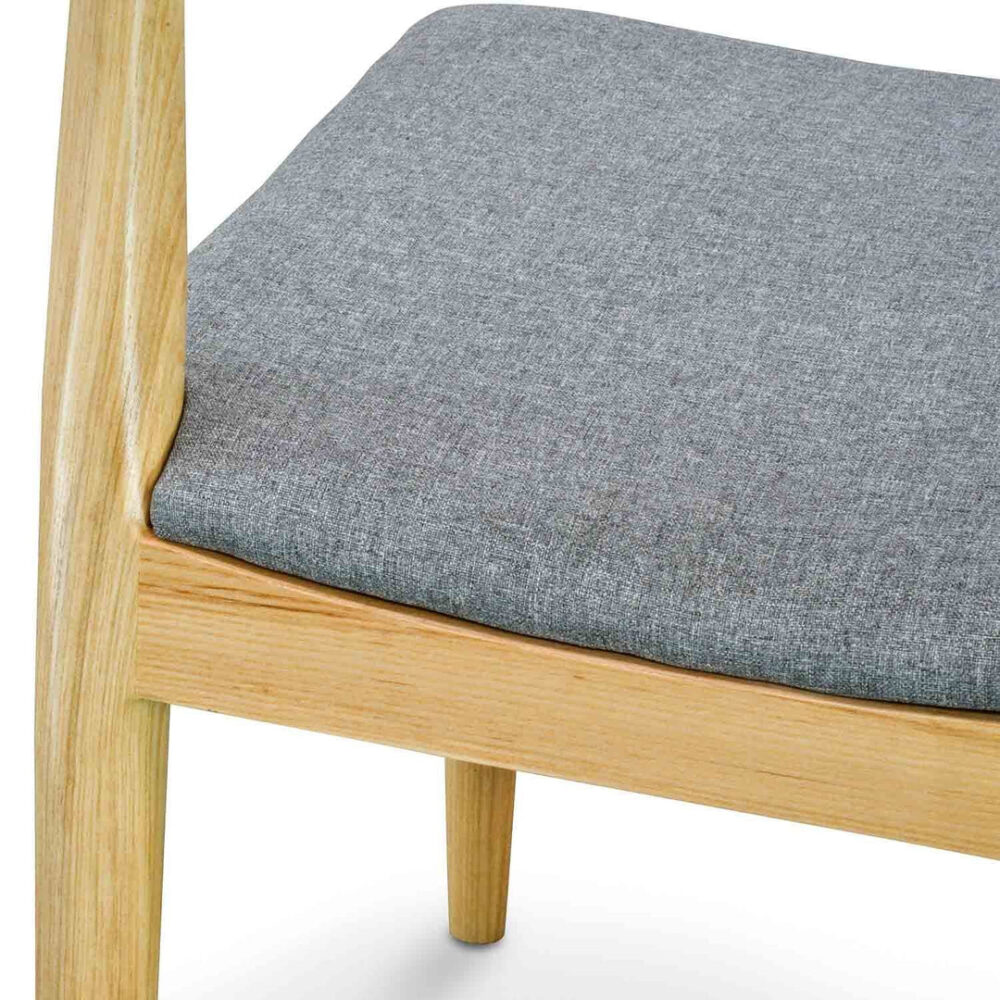 Set of 2 - Henrik Fabric Dining Chair - Natural with Light Grey Seat - Image 3